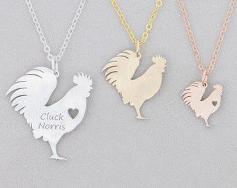 Personalisierte Hahn Halskette: Sterling Silber Huhn Anhänger, Bauernhof Tier Schmuck
