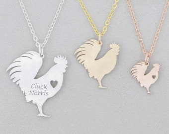 Rooster Necklace • Sterling Silver Pet Chicken Gift • Personalized Animal Charm • Farm Girl Chicken Necklace • Rooster Jewelry Hen Pendant