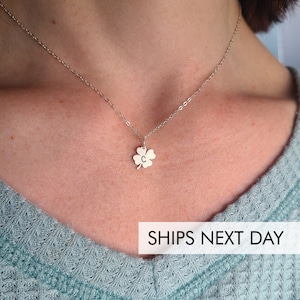 Shamrock Necklace Little Four Leaf Clover Charm 14K Gold Shamrock Gift St Patrick&#39;s Day Jewelry Lucky Charm /Good Luck Necklace