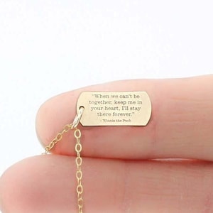 Custom Dog Tag Necklace • Mantra Necklace • Military Wife Gift • Minimalist Gift • Personalized Quote Phrase Lyric • Military Jewelry Tiny
