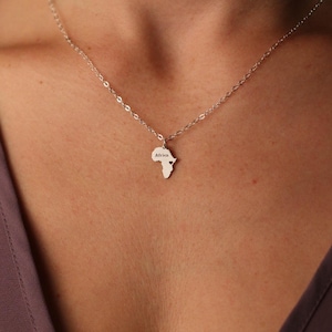 Afrika Geschenk Sterlingsilber Halskette • Personalisierter Reiseschmuck