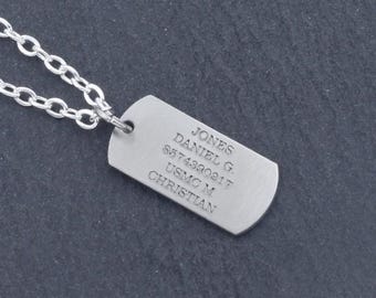 Custom Military Dog Tag Necklace: Waterproof Stainless Steel