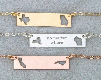 Custom State Bar Necklace: Sterling Silver Friendship Jewelry
