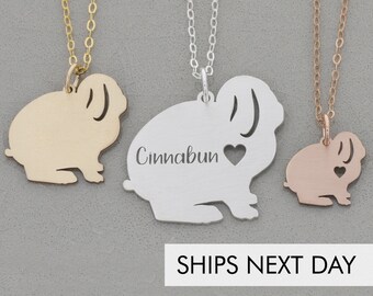 Pastel Easter Bunny Pendant Necklace Rabbitt Head Petite Bunny Necklace Bunny Silhouette Pendant Easter Gift Mini BUNNY HOP Necklace