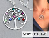 Family Tree Necklace Birthstone Tree Pendant Gift Family Tree Jewelry Family Necklace Grandmother Gift Mom Birthstone IBB_19