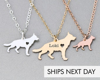 sterling silver german shepherd necklace