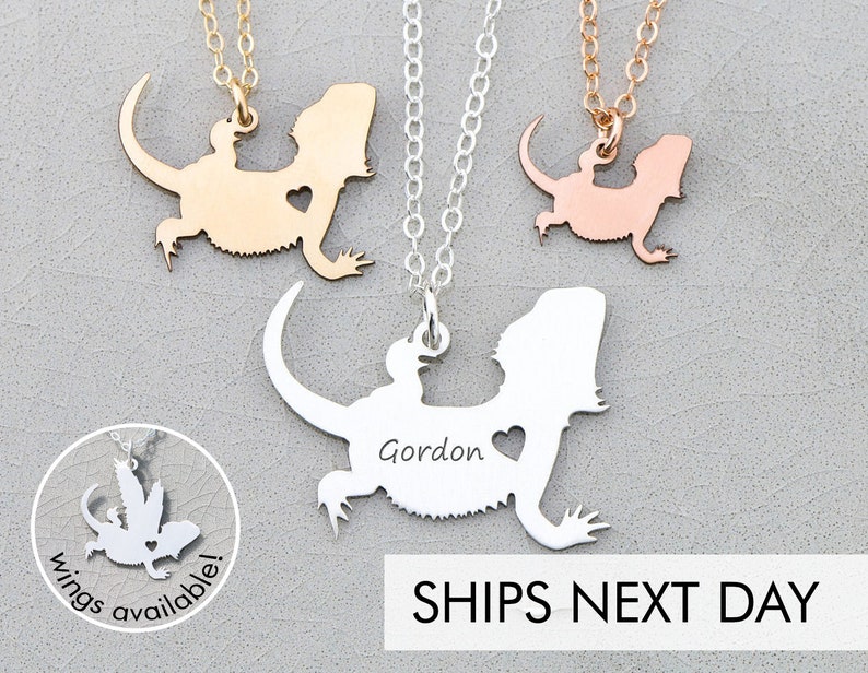 Bearded Dragon Charm Pet Lizard Necklace Beardie Dragon Jewelry Reptile Gift Personalized Sterling Silver Custom Mother of Dragons image 1