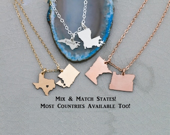 Personalized State Charm Necklace: Sterling Silver Friendship Gift