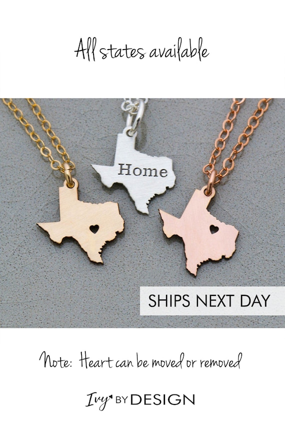 Texas Necklace State Texas Jewelry Graduation Present Etsy