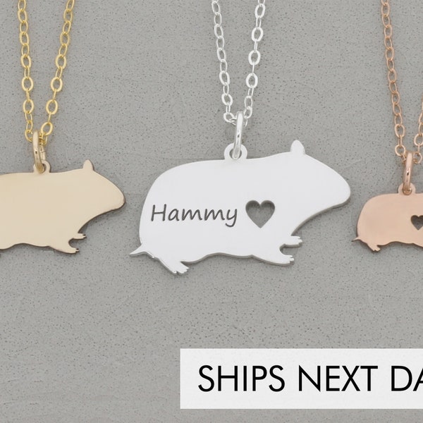 Hamster Necklace • Small Animal Pendant • Rodent Charm • Pet Hamster Lover Gift • Engraved Pet Name Jewelry • Golden Dwarf Girls Necklace