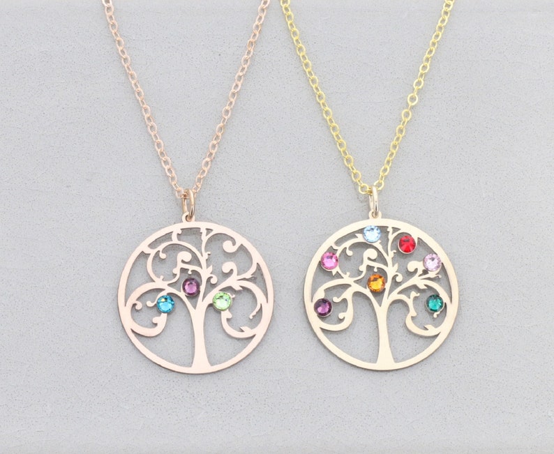 Tree of Life Necklace Family Tree Birthstone Gift Family Necklace Grandmother Gift Grandma Necklace Mom Birthstone Kids Mothers Day image 5