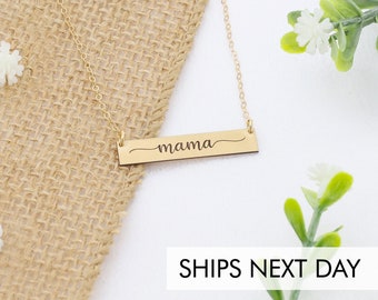 Mom Necklace Mama Jewelry Mother Bar Necklace Mother's Day Jewelry Nickname Personalized Bar Necklace Yaya Nana Mema New Mom Gift