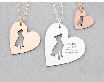 Colgante de corazón de pitbull de plata de ley: collar conmemorativo personalizado para perros.