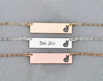 Bunny Necklace • Cute Rabbit Necklace Bar Jewelry • Loss Bunny Show • Rabbit Charm Cute Bunny Pet Gift • Bunny Personalized Rabbit