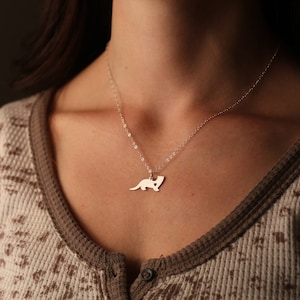 Ferret Gift Pet Ferret Necklace Sterling Silver Personalized Rodent Charm Custom Weasel Engraved Ferret Loss Memorial Pendant Rose Gold image 2