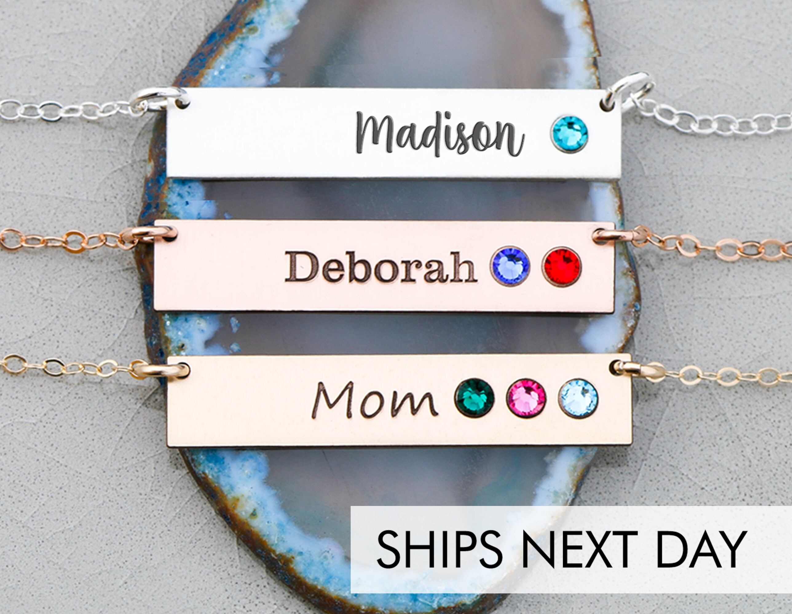 Birthstone Bar Necklace Personalize 