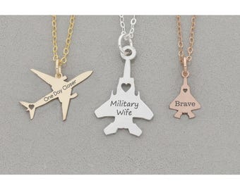 Colar de prata esterlina com pingente de avião: presente personalizado para militares da Força Aérea.