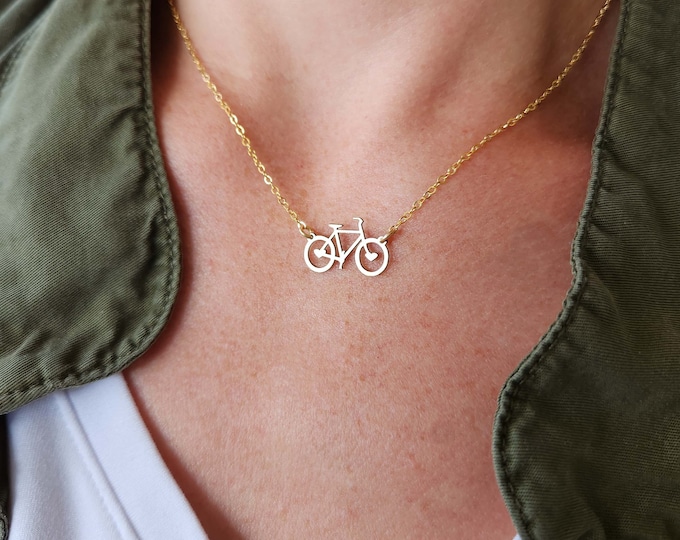 Sterling Silver Bicycle Necklace: Biker Gift, Cycling Jewelry