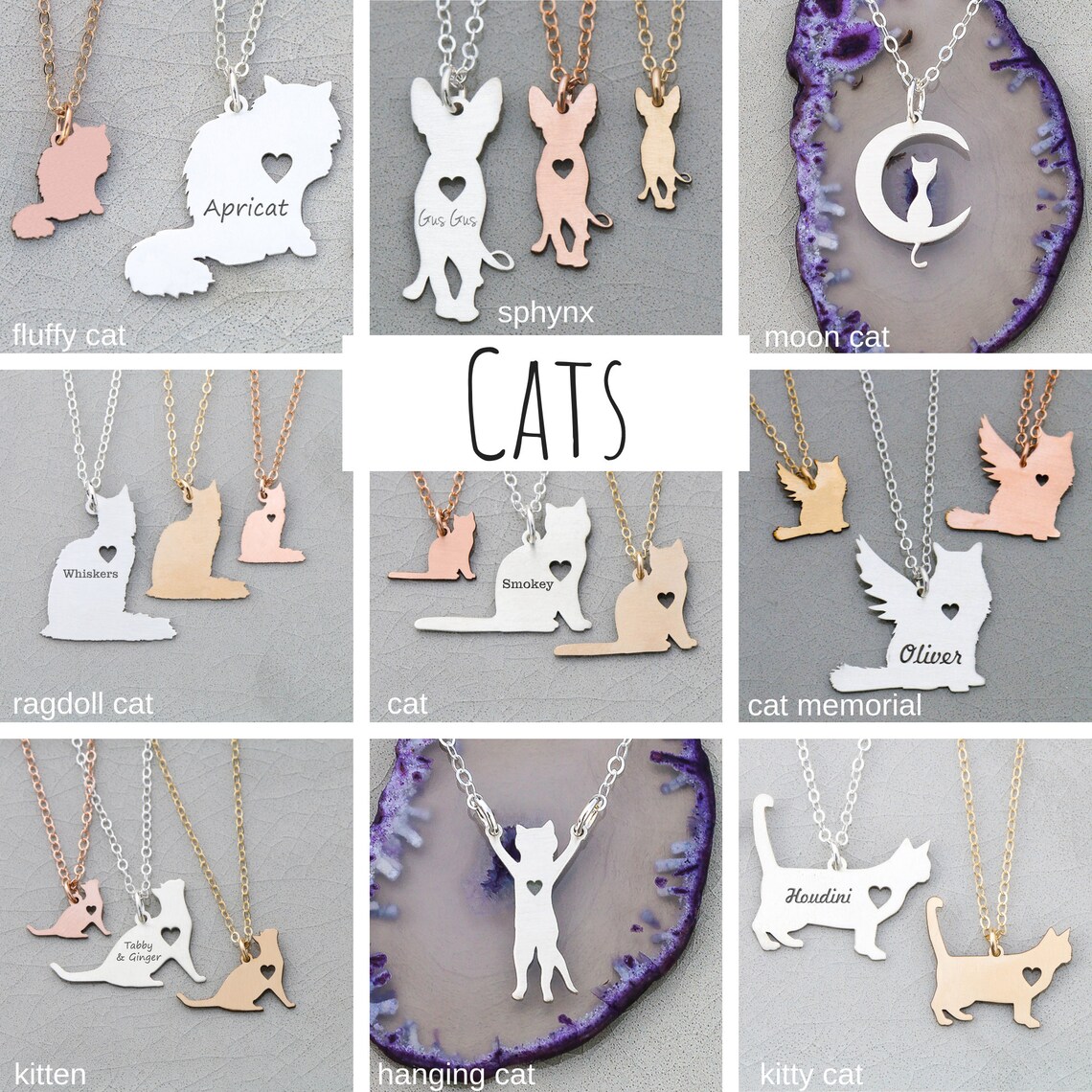 Cat Memorial Necklace Cat Memorial Gift Cat Jewelry Cat Etsy