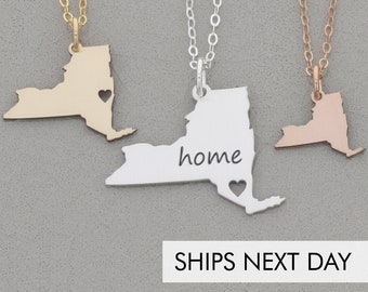 New York Necklace New York State   I Heart NY    State Jewelry Pendant   Custom Name Friendship Charm   Traveling Keepsake   State Pride