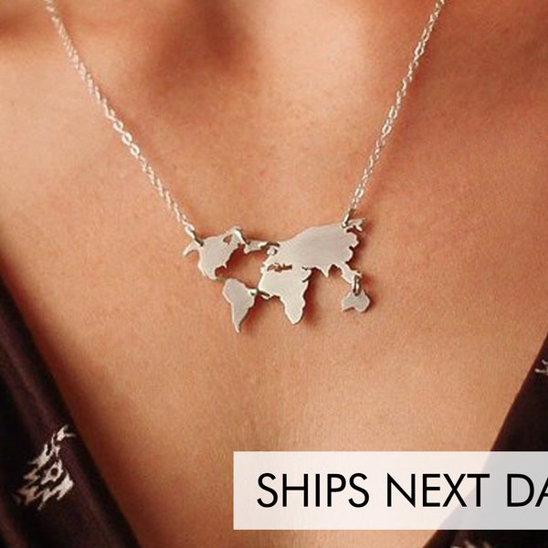 World Map Necklace Etsy