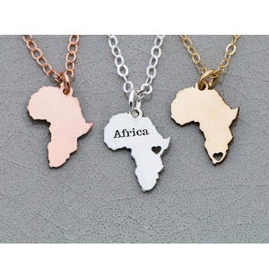 Afrika Halskette • Missionar Geschenk Idee • Reise Geschenk Fernweh • Gold Kenia Zaire Südafrika Anhänger • Personalisieren Name Tansania Ägypten