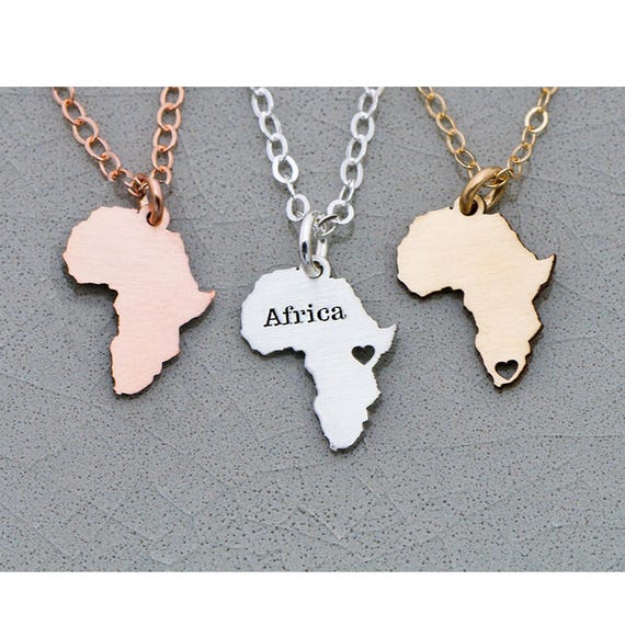 Personalized Africa Necklace: Engraved Sterling Silver Travel Pendant