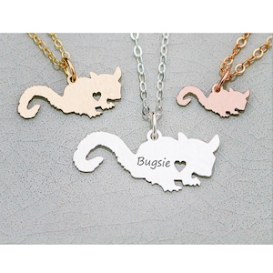Sugar Glider Necklace: Custom Pet Name Charm, Sterling Silver Marsupial Jewelry