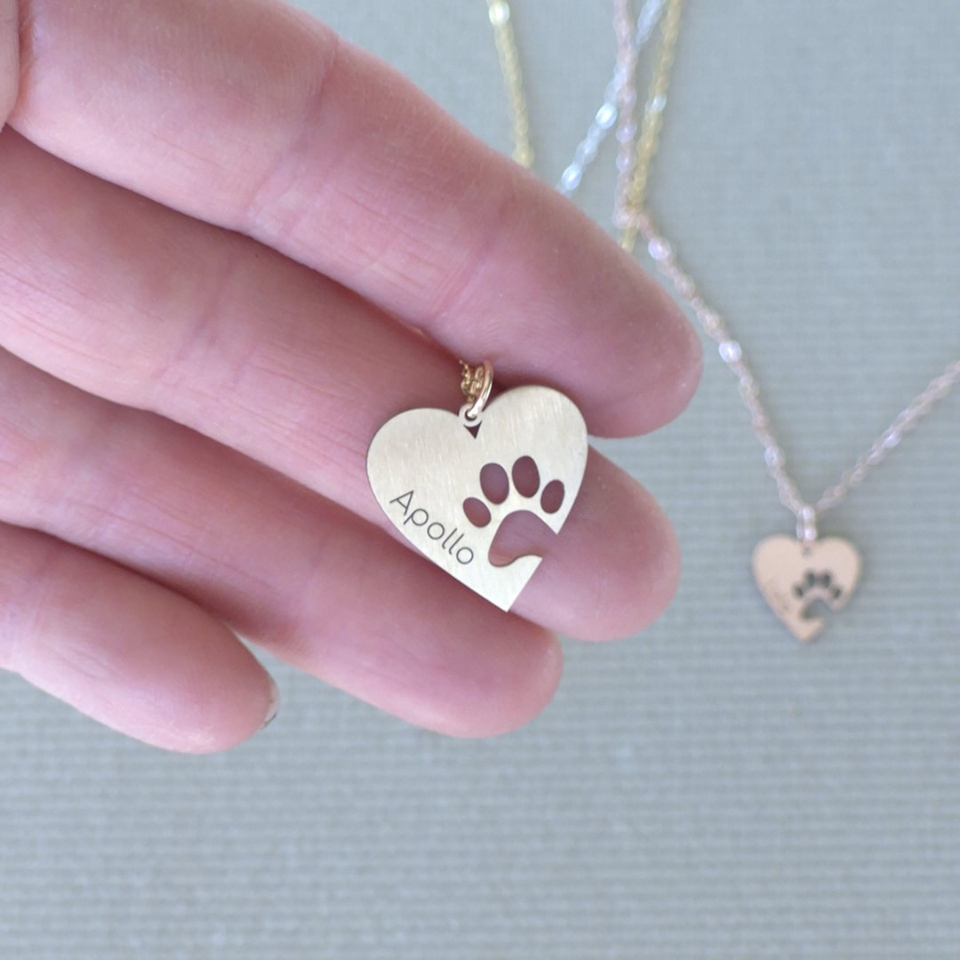 Personalized Paw Print Necklace: Engraved Sterling Silver Dog Memorial ...