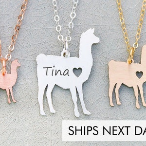 Llama Necklace Pet Llama Gift • Farm Animal • Personalized Pet Funny Gift • Alpaca Charm Engraved Pet Name • Unique Mama Llama Breeder