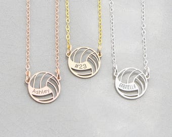Personalized Volleyball Necklace • Sterling Silver Sports Charm
