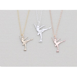 Collar de patinadora artística grabado: dije de deportes de invierno en plata de ley