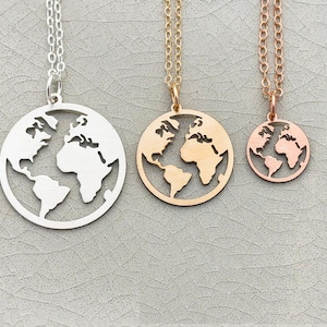 Earth Day Cadeau Wereldkaart Ketting • Globetrotter Graduation Jewelry •Global Travel Foreign Exchange Student Jewelry World Circle Wanderlust