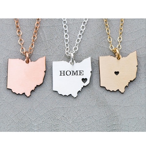 Ohio State Necklace: Engraved Charm, Sterling Silver, Graduate Gift
