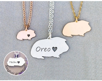 Guinea Pig Necklace: Personalized Sterling Silver Pet Engraved Cavy Charm