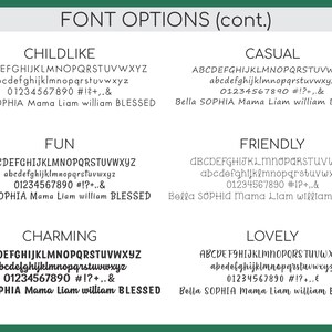 IvyByDesign font option chart with green border