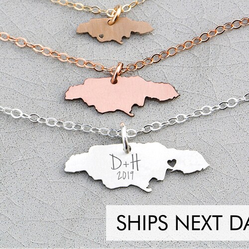 Jamaica Necklace Custom Country Pendant Vacation Gift Etsy