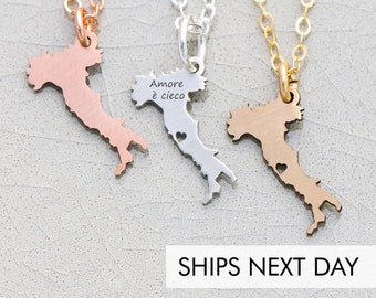 Italy Necklace   Italy Jewelry   Silver Italy Charm   Europe Trip   Italian Jewelry Gift Vacation Necklace Sterling Silver Honeymoon Gift