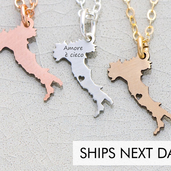 Italy Necklace   Italy Jewelry   Silver Italy Charm   Europe Trip   Italian Jewelry Gift Vacation Necklace Sterling Silver Honeymoon Gift