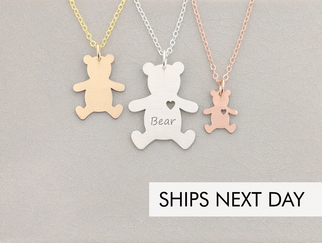 (Rose Gold) 6 pcs Movable Teddy Bear Charm with Rhinestones Engraved