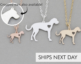 Great Dane Dog Necklace • Large Breed Dog Charm • Custom Dog Jewelry • Floppy Natural Ears • Engraved Gold Pet Charm Memorial Charm