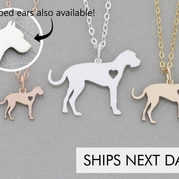 Great Dane Dog Necklace • Large Breed Dog Charm • Custom Dog Jewelry • Floppy Natural Ears • Engraved Gold Pet Charm Memorial Charm