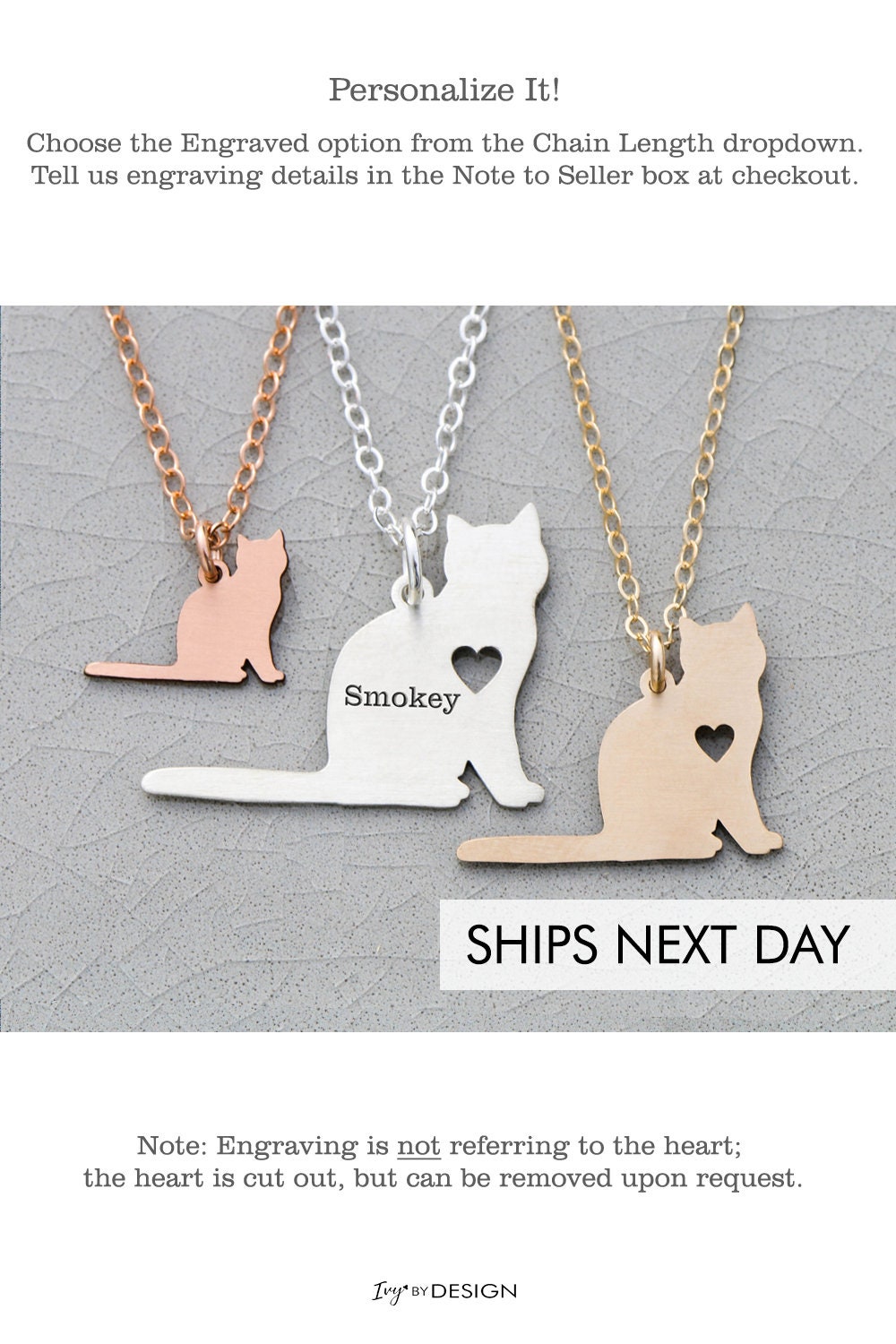 Cat Necklace Kitty Necklace Kitten Charm Necklace Sterling Etsy