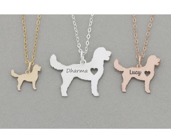 Colar Goldendoodle: Pingente personalizado em prata de lei para homenagem a cães.