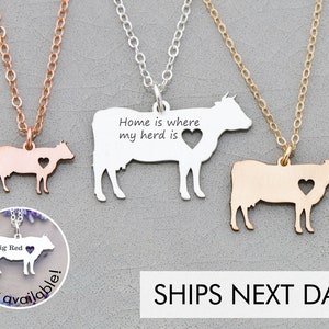 Cow Necklace Cattle Jewelry Personalized Pet Cow Jewelry Farm Animal Lover Gift Funny Dairy Cow Gift Farm Cattle Charm Cow 4H Steer image 1