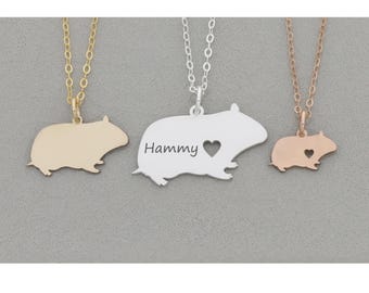 Colar com pingente de hamster gravado: pingente personalizado com o nome do seu animal de estimação.