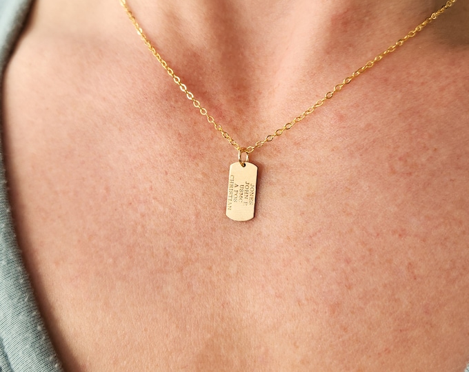 Custom Military Dog Tag Necklace: Sterling Silver or Gold Filled
