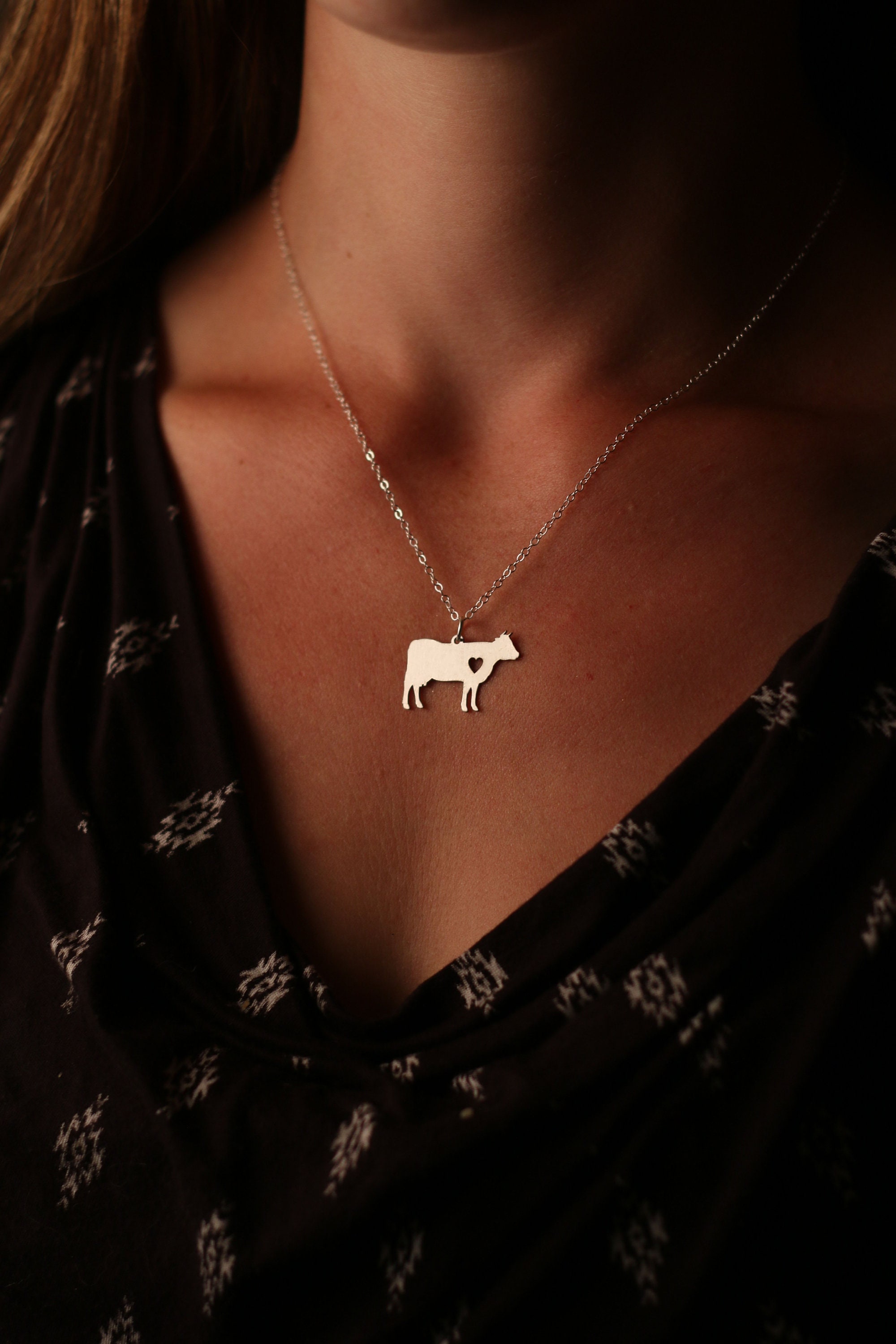 Cow Necklace • Cattle Jewelry Personalized Pet Cow Jewelry • Farm Animal Lover Gift Funny Dairy Cow Gift • Farm Cattle Charm Cow • 4H Steer