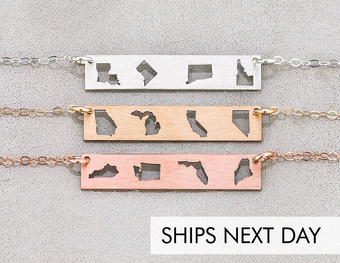 Best Friend Jewelry Best Friend Gift Ideas Custom State Bar Jewelry