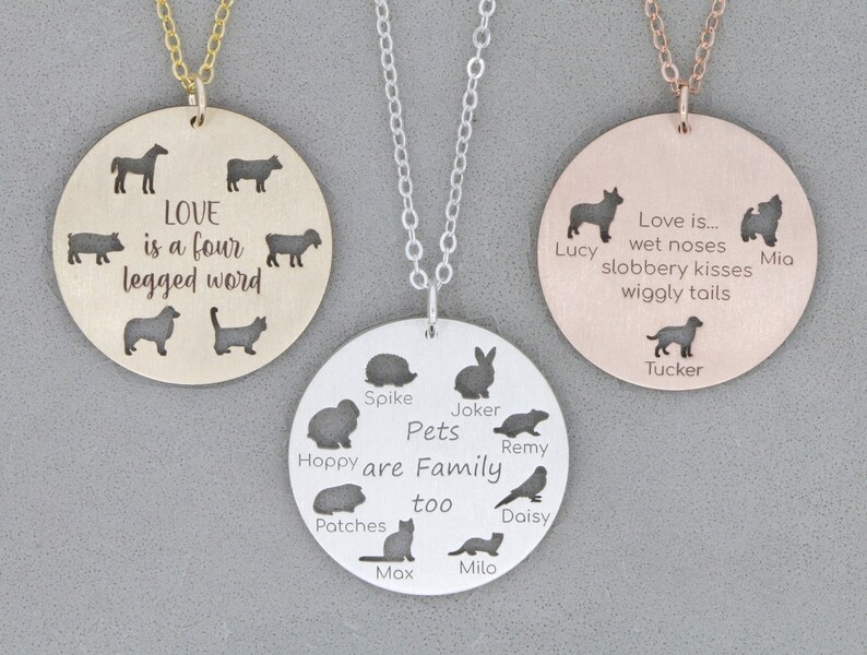 Family Pet Necklace Multiple Lots Several Dog Breeds Bunny Rabbit Horse Animal Quote Necklace Pet Mom Dog Cat Bird Guinea Pig Hamster image 2
